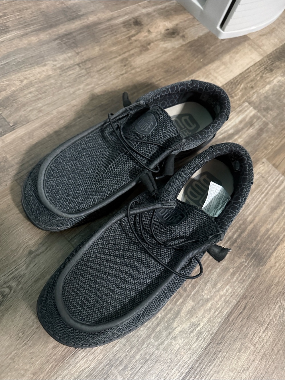 Hey Dude Men's Black Knit Slip-On Loafers